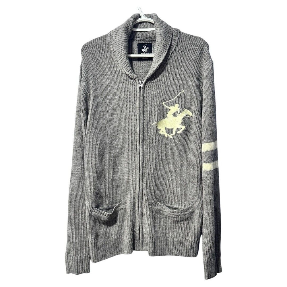 Beverly Hills Polo‎ Club Grey Zip Sweater - Men's large